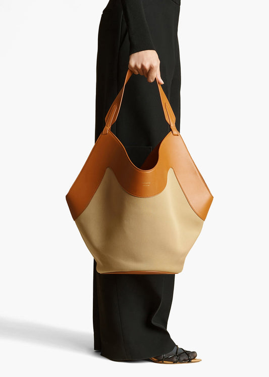 Medium Lotus Tote in Honey and Tan Leather