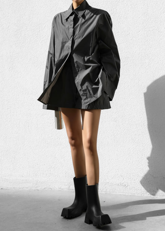 Lucy Open Back Oversized Shirt - Charcoal