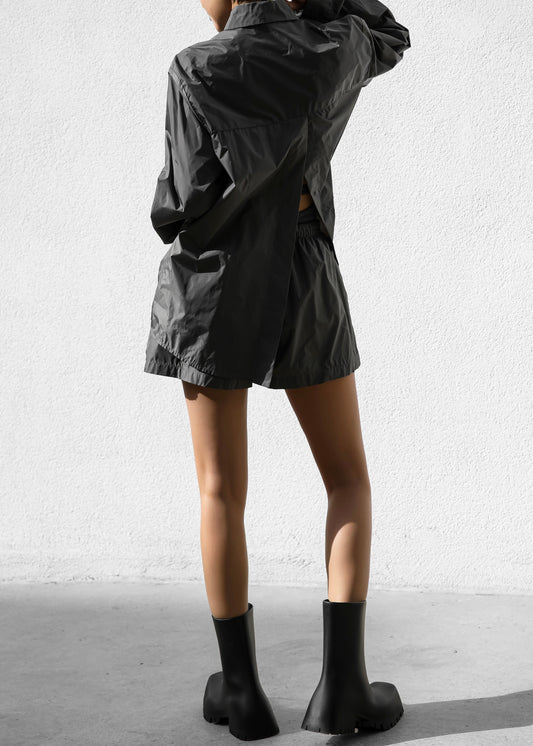Lucy Open Back Oversized Shirt - Charcoal