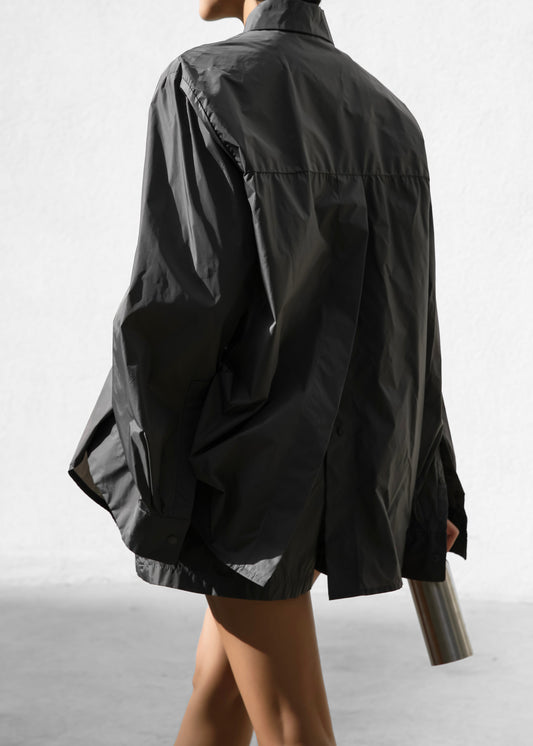 Lucy Open Back Oversized Shirt - Charcoal