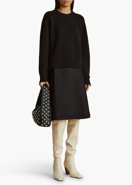 Elena Bag in Black Leather with Studs
