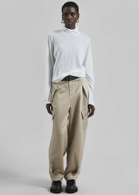 Matin Fine Cotton Knit Turtleneck - White