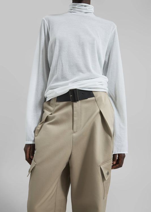 Matin Fine Cotton Knit Turtleneck - White