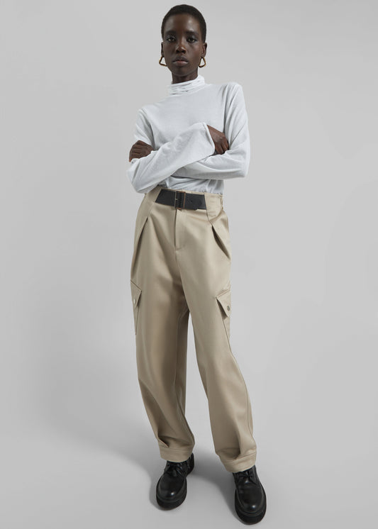 Matin Fine Cotton Knit Turtleneck - White
