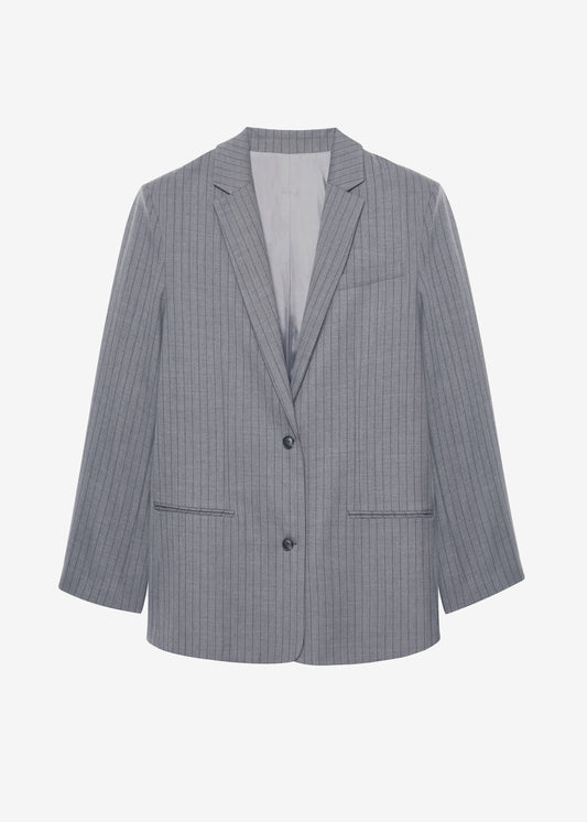 Nettie Oversized Blazer - Grey Stripe