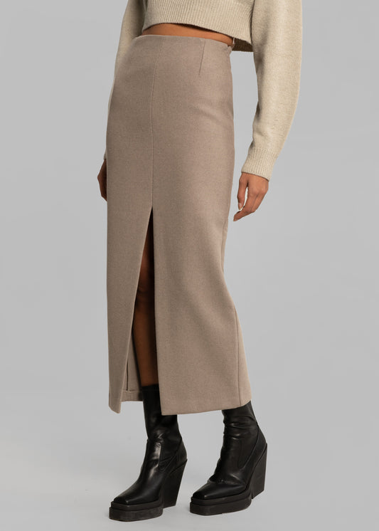Neasi Wool-Blend Pencil Skirt - Taupe