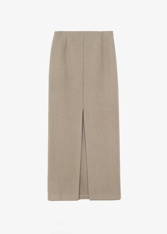 Neasi Wool-Blend Pencil Skirt - Taupe