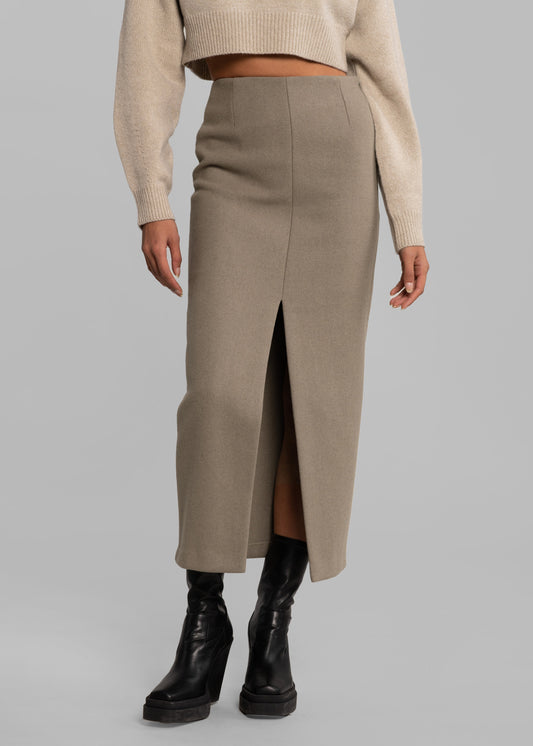 Neasi Wool-Blend Pencil Skirt - Taupe