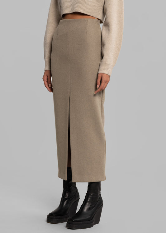 Neasi Wool-Blend Pencil Skirt - Taupe