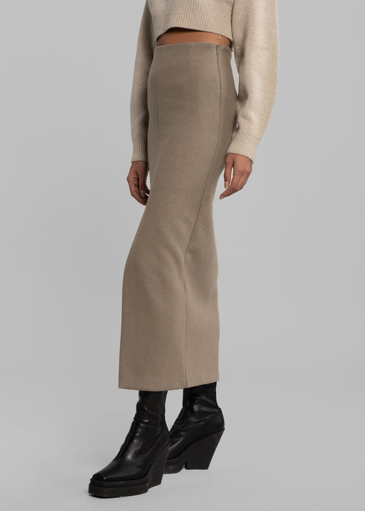 Neasi Wool-Blend Pencil Skirt - Taupe