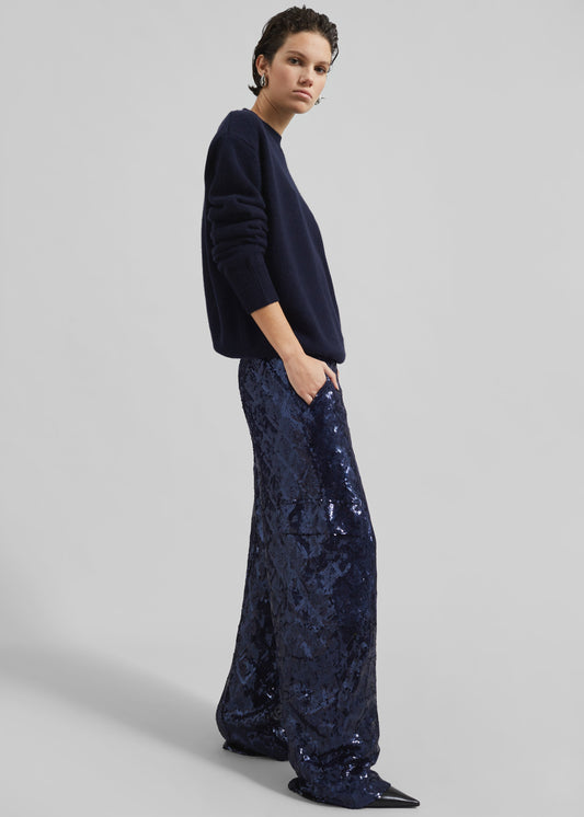 Rafaela Padded Knit Sweater - Navy