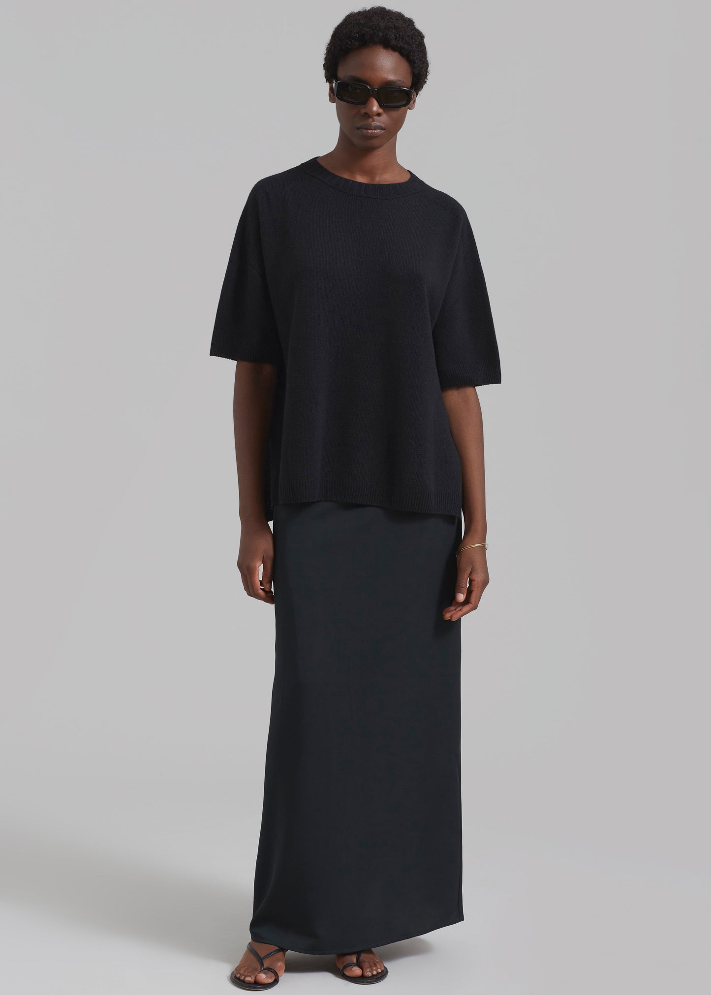 Sofie Wool Blend Knit Top - Black