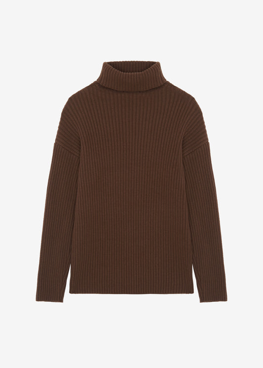 Thelma Ribbed Sweater Dress - Brown