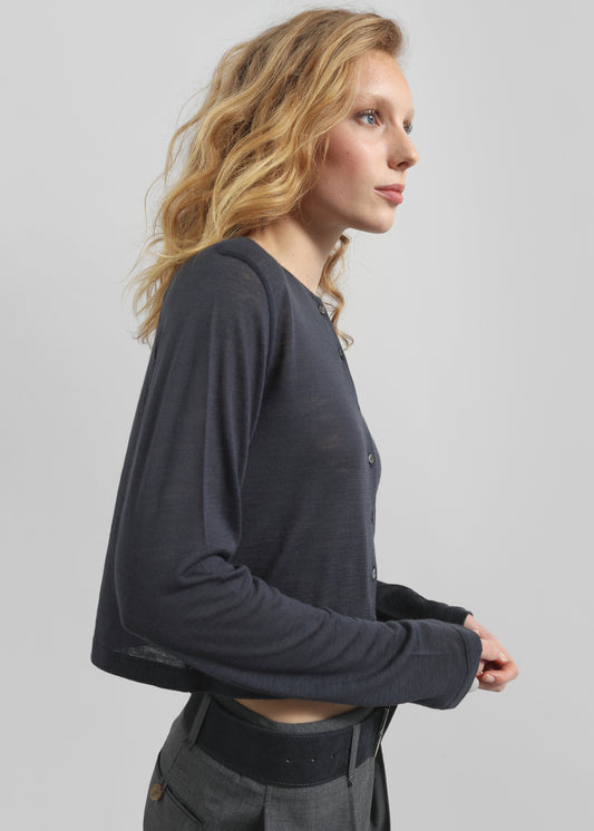 Vinni Thin Wool Cardigan - Navy