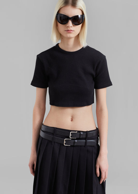 Wednesday Belted Pleated Skirt - Black