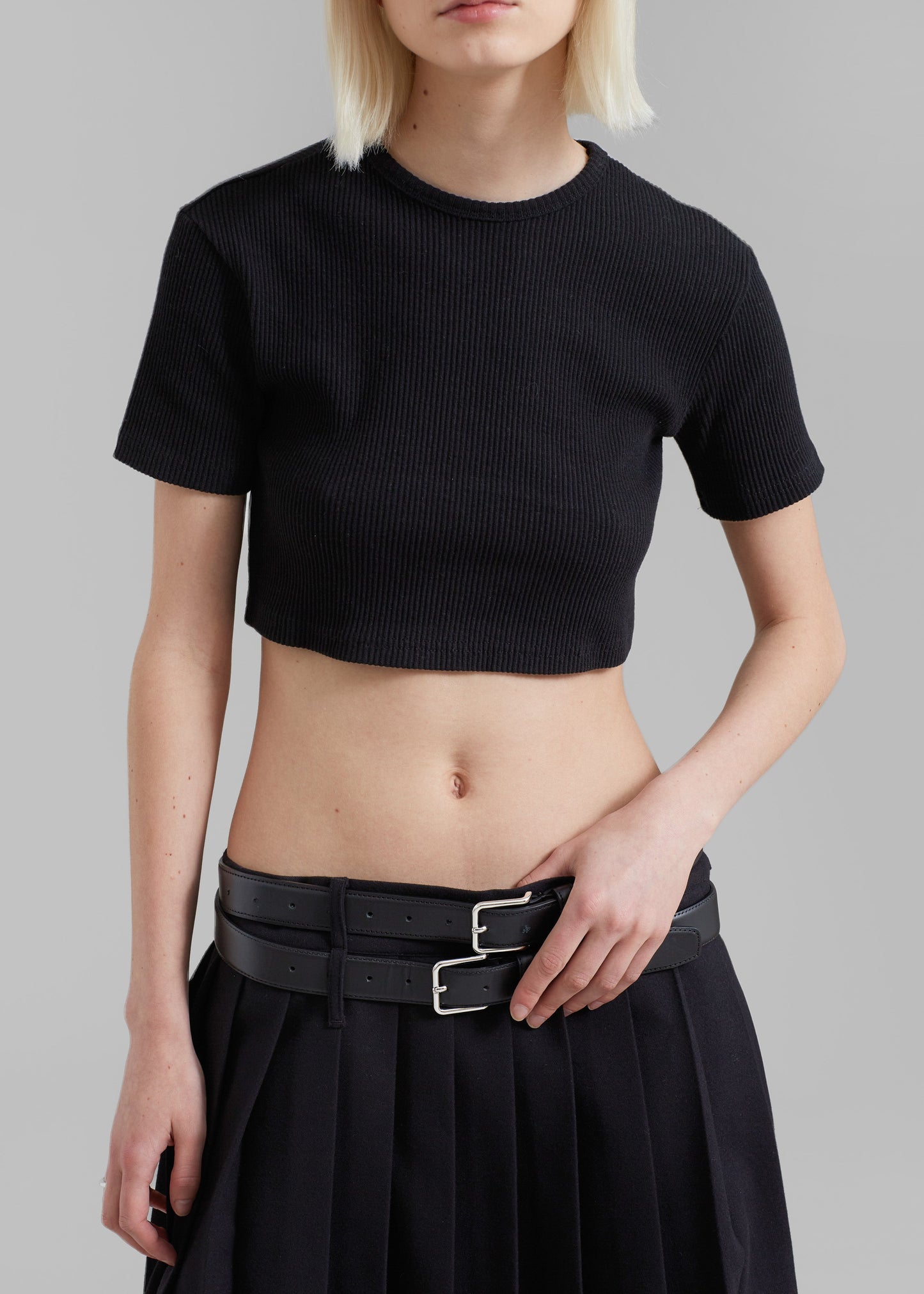 Wednesday Belted Pleated Skirt - Black