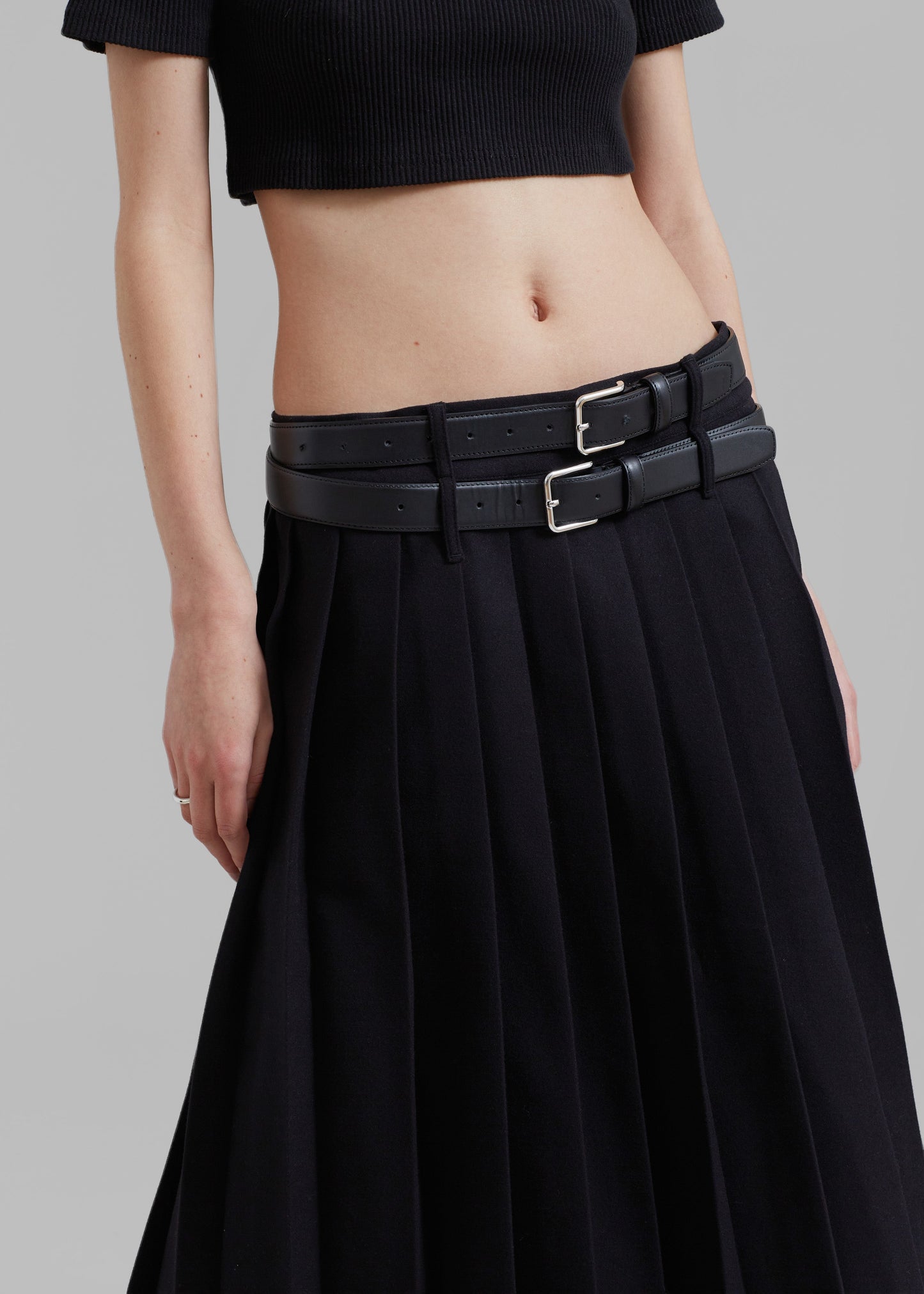 Wednesday Belted Pleated Skirt - Black