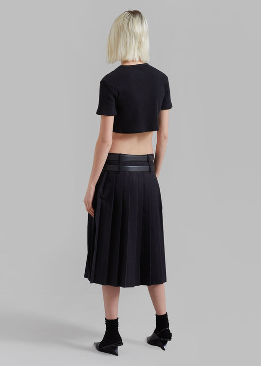 Wednesday Belted Pleated Skirt - Black