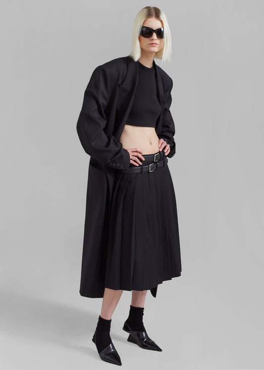 Wednesday Belted Pleated Skirt - Black
