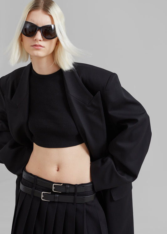 Wednesday Belted Pleated Skirt - Black