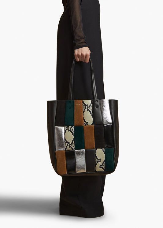 Zoe Tote in Black Multi Leather