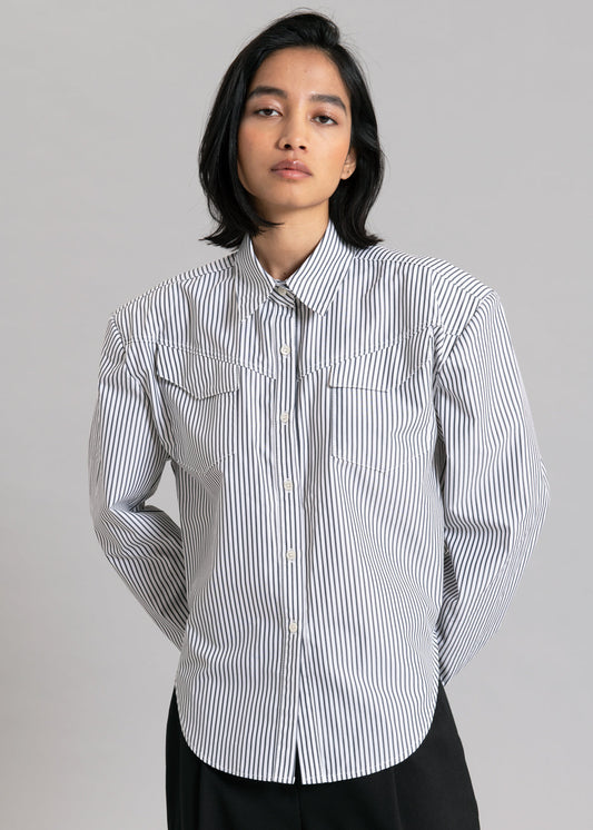 Jeanne Padded Shirt - Black Stripe