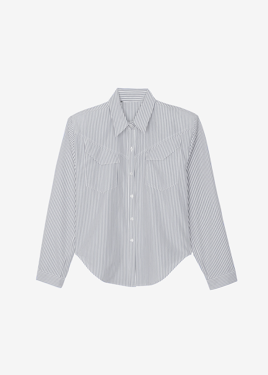 Jeanne Padded Shirt - Black Stripe