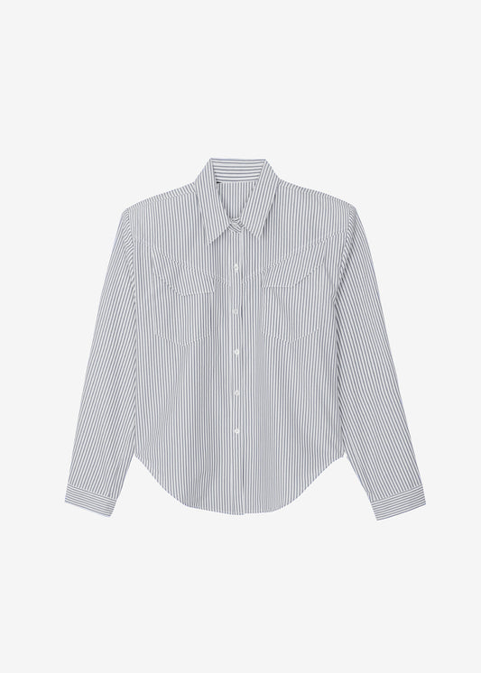 Jeanne Padded Shirt - Black Stripe