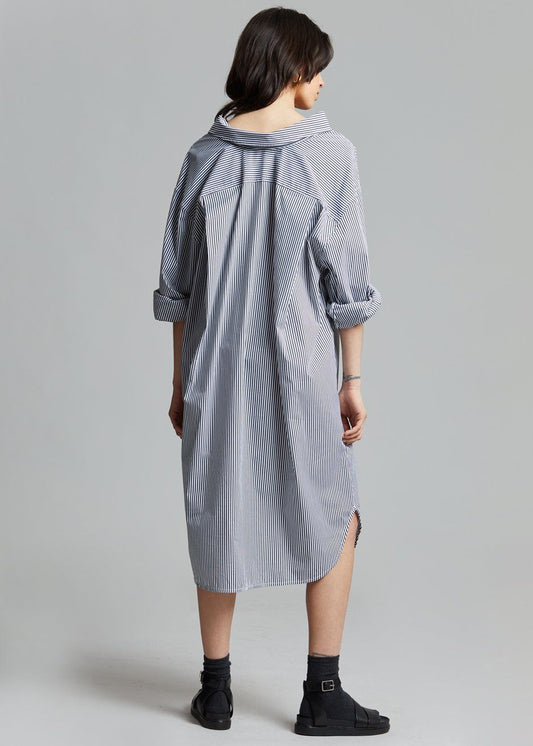 Talia Shirt Dress - Black/White Stripe