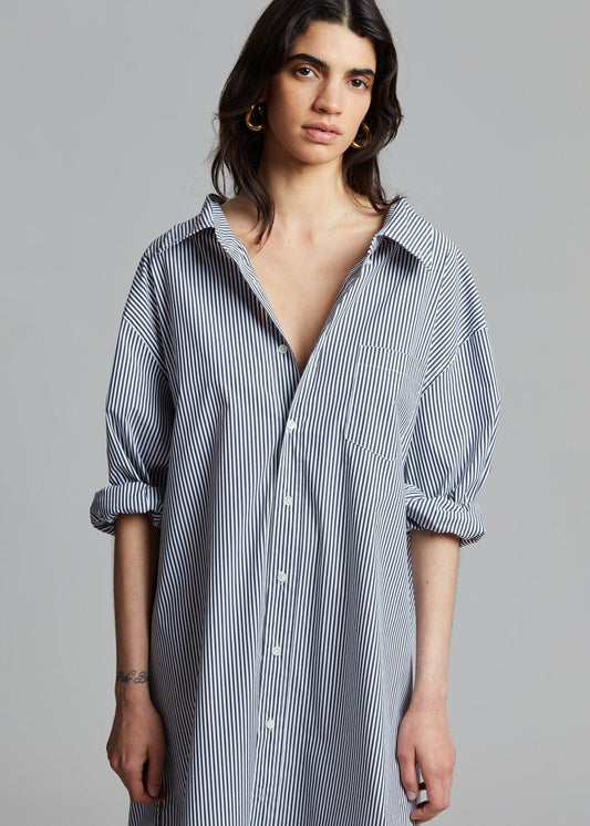 Talia Shirt Dress - Black/White Stripe