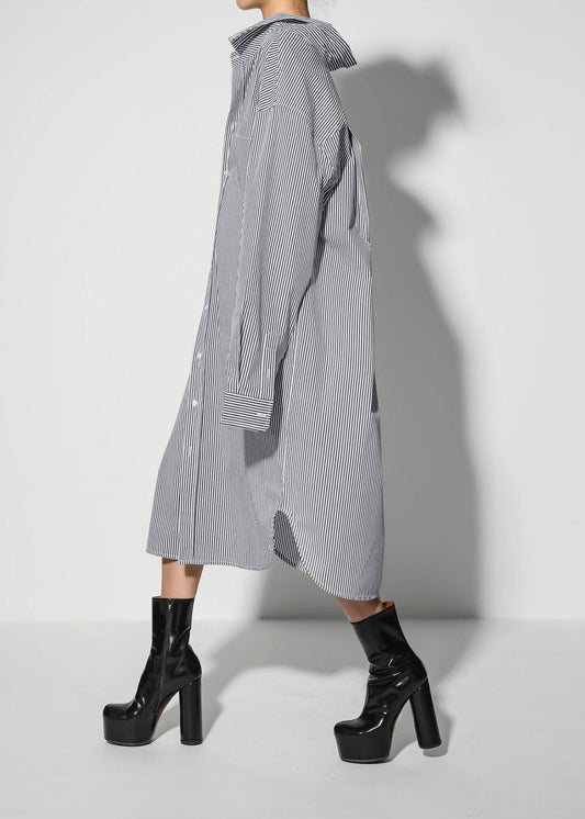 Talia Shirt Dress - Black/White Stripe