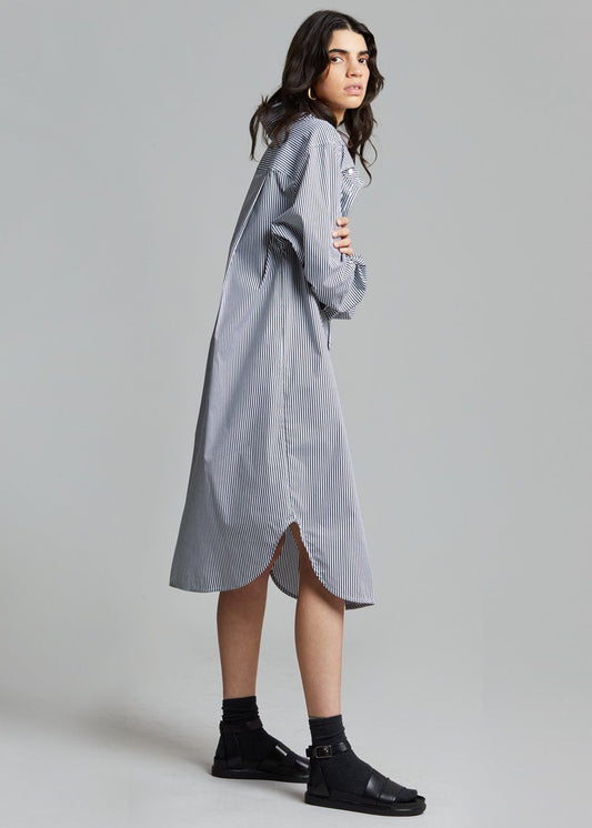 Talia Shirt Dress - Black/White Stripe