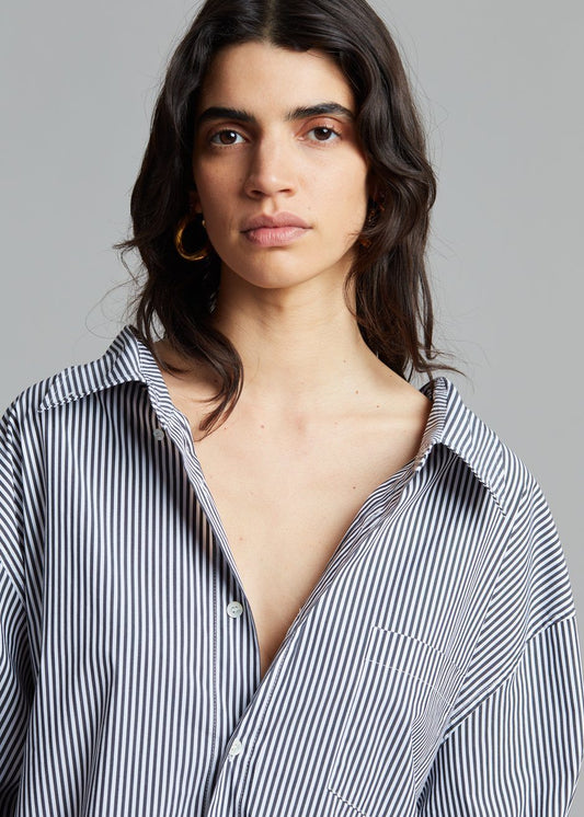 Talia Shirt Dress - Black/White Stripe